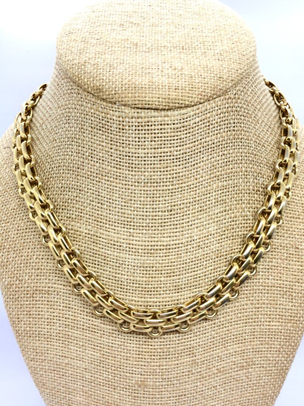 VINTAGE DIOR CHAIN Necklace Gold Tone Chunky Link CD Logo Signed 16 Inch - Picture 3 of 16